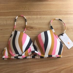 SHADE & SHORE striped retro 32B swim top